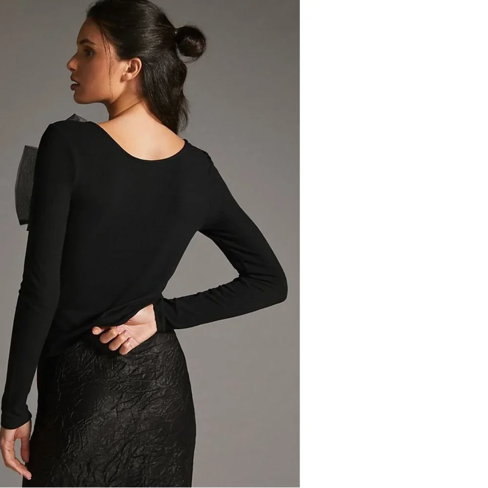 Anthropologie Black Bow Blouse - Picture 4 of 11